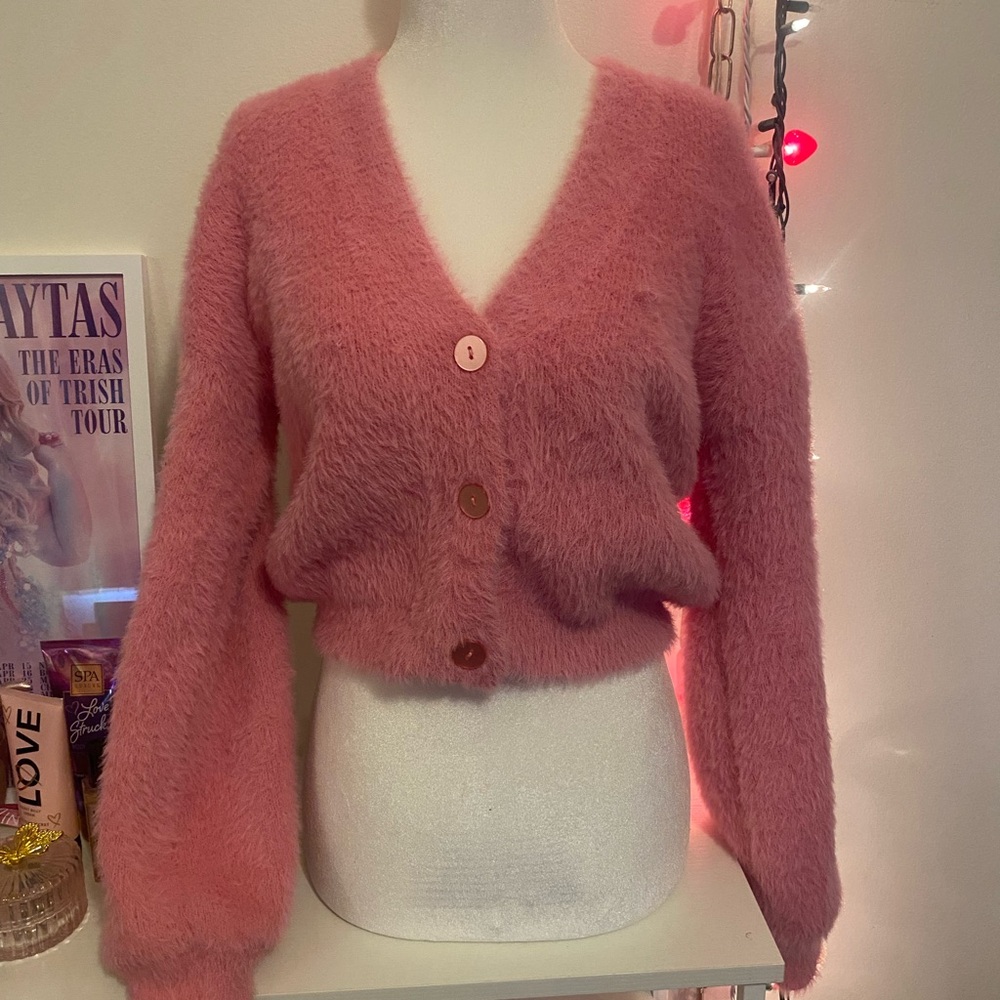 Fluffy Pink Cardigan